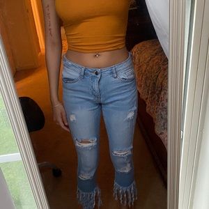 fringe bottom fashion nova jeans